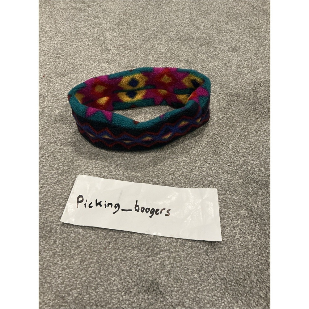 Vintage  multi-colored Southwestern or Aztec pattern fleece headband ear warmer